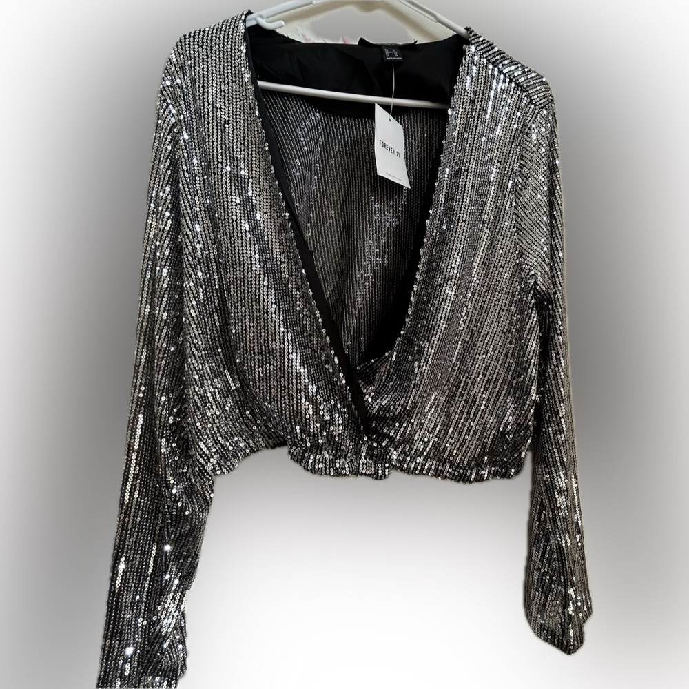 Forever 21 Metallic Sequin Blouse
